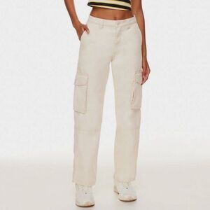 Aritzia Cream Wide Leg Cargo Pants